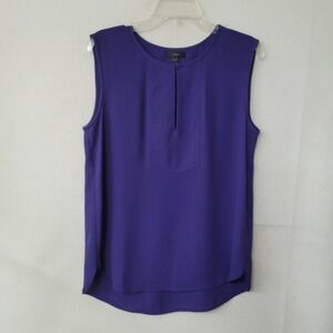 J. Crew Sleeveless Blouse Top Keyhole High‎ Low Womens 8 Blue Purple Lightweight